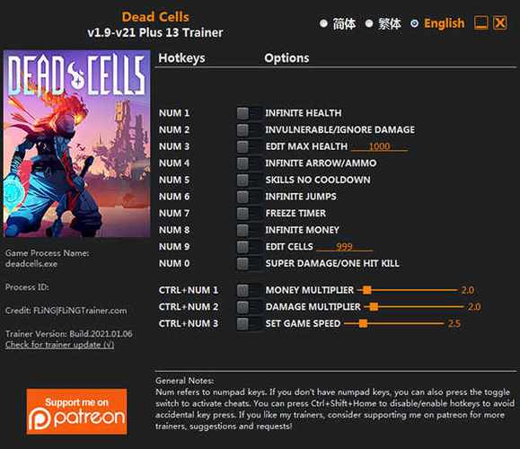 死亡细胞修改器下载：无限生命技能秒CD！