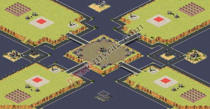 红警2猪猡湾地图：科技共享模式多人对战